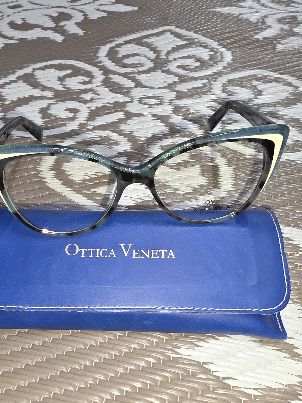 OTTICA VENETA Women's Cat-Eye Reading Glasses in Teal/Black